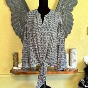 Pleione Button Down Shirt With Front Tie